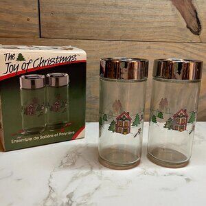 Carlton Glass - The Joys of Christmas - Salt and Pepper Shaker Set - 1988